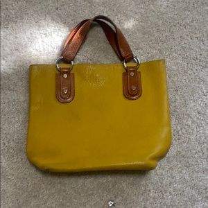Small Yellow Leather Bucket Bag